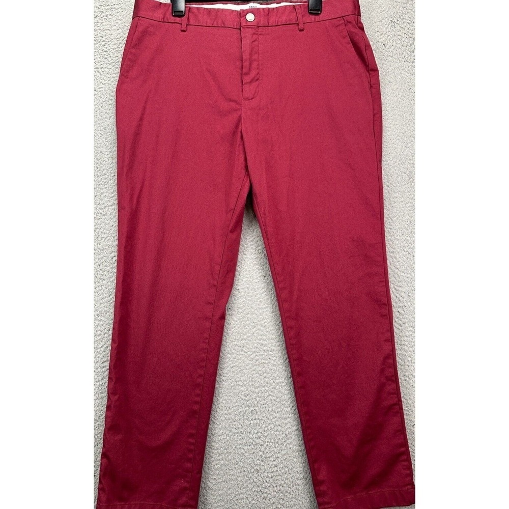 Spoke Sharps Pants Mens 36 Build B Red Khakis Straight Flat Front Logo Pockets